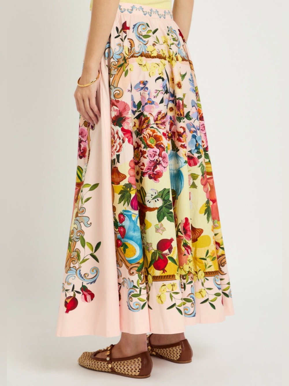 FARM Rio Pink Garden Terrace Organic Cotton Midi Skirt - Picture 4 of 16